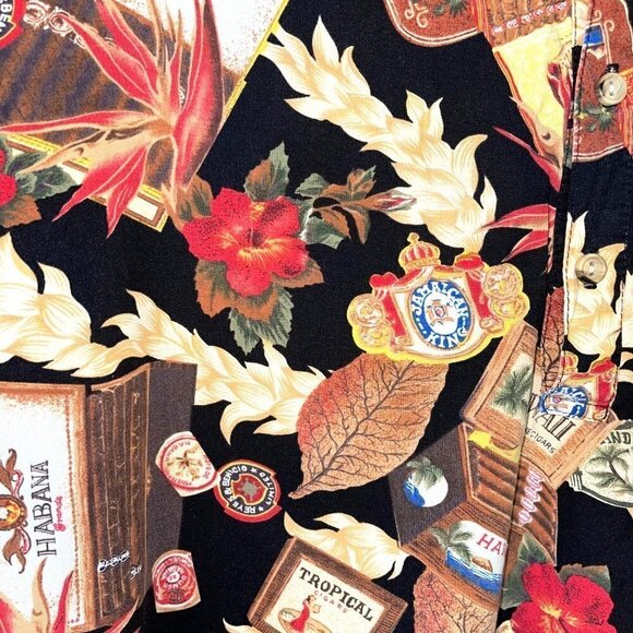 Kalaheo Hawaiian Shirt Mens Size XL Vintage Cigar Pattern Pullover Cotton Rayon - Picture 6 of 11